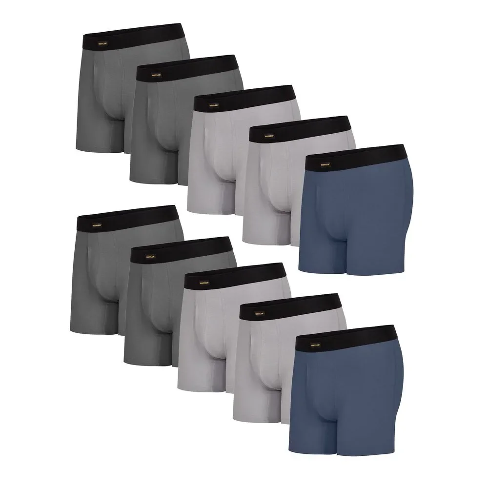 Wrangler 10-pack Comfort Cotton Rustler Boxer Briefs Men's L Blue Gray Charcoal